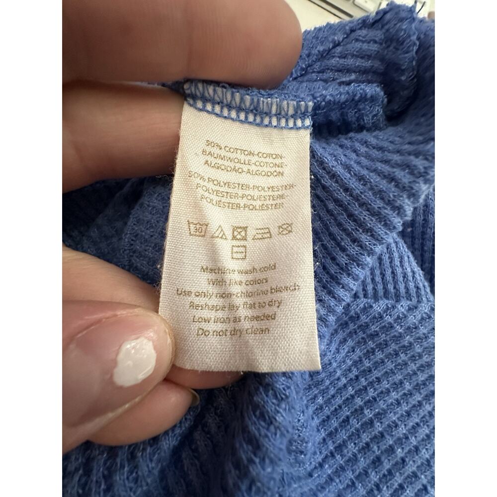 WE THE FREE PEOPLE Small Women Blue Malibu Thermal Long Sleeve Top Flare L39 - Picture 7 of 8